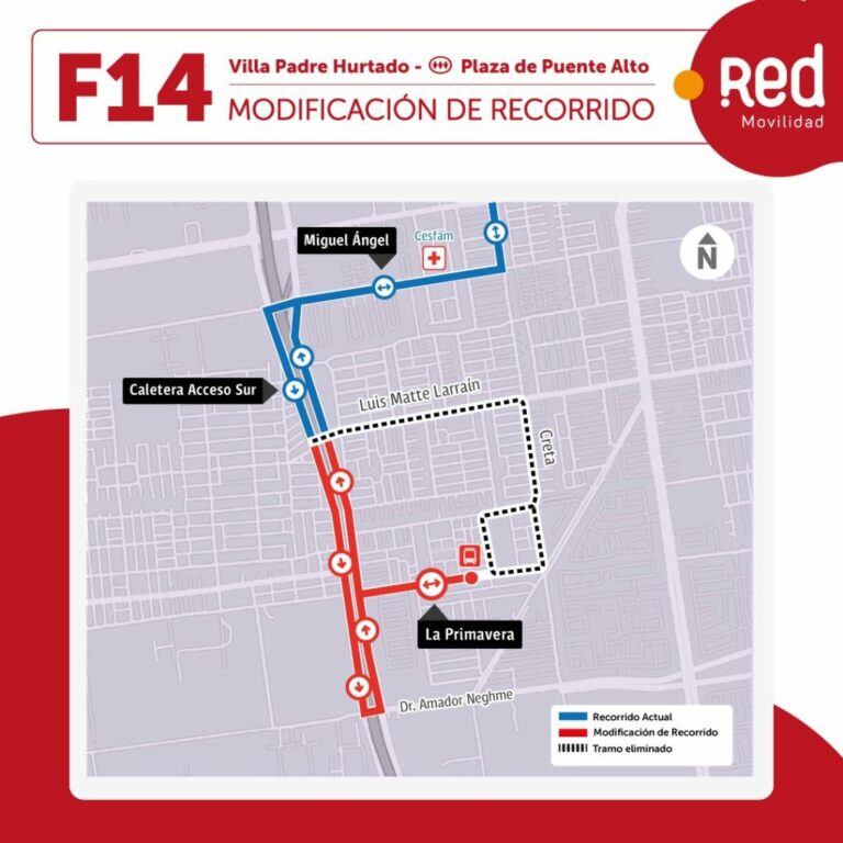 Bus F14 cambió de recorrido en Puente Alto