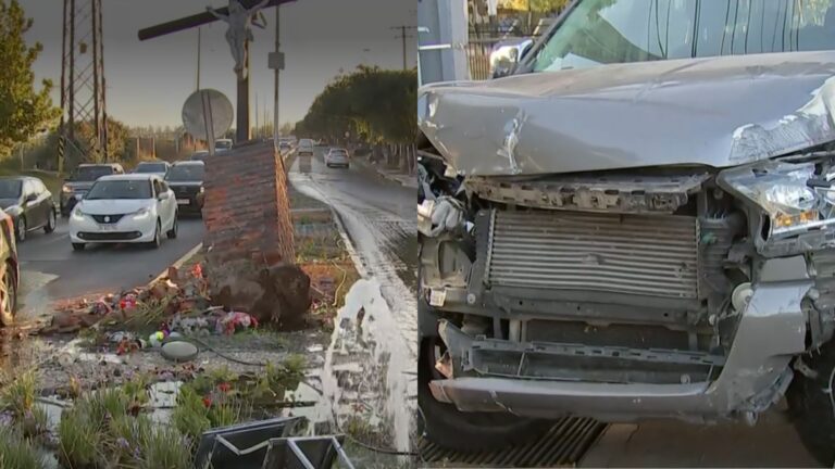 Accidente de tránsito en Domingo Tocornal: camioneta arrasó con grifo y monumento religioso