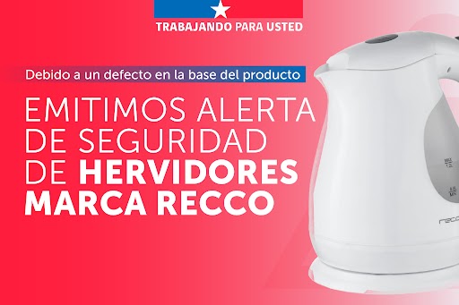 Sernac emite alerta nacional por hervidores Recco: Advierte riesgo de descarga eléctrica